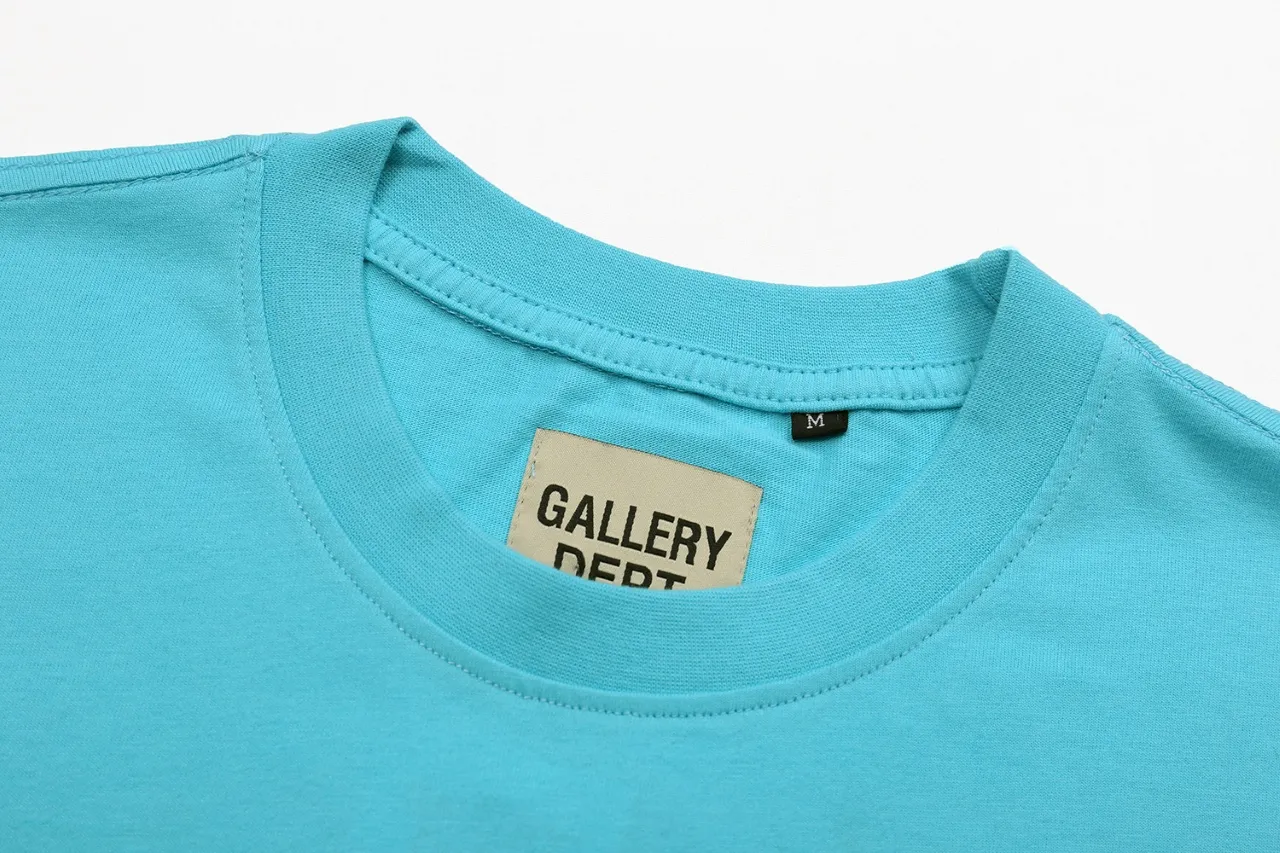 648#Gallery Dept New Classic Basic French Letters LOGO Basic Slogan Round Neck Short Sleeve T-Shirt Pure Cotton Tee Royal Blue Red Lake Blue Apricot Print Blue Apricot Print Black S～XL p90
